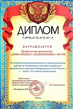 Диплом Дом отдыха «Подмосковье» 